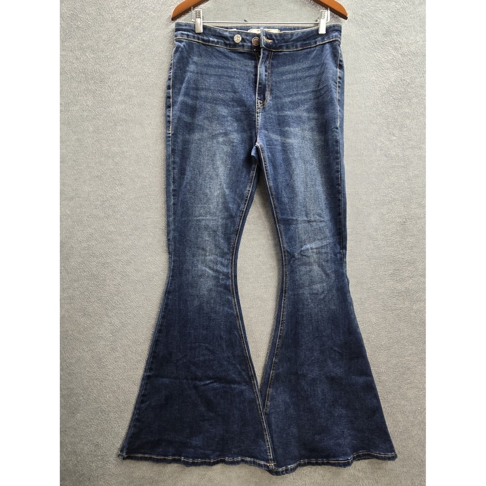 Rock‎ & Roll Denim Women Jeans 30X34 Blue Bargain Bell Bottom Grunge 34" Inseam